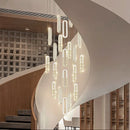 Axyaa Modern Crystal LED Chandelier for Staircase and Living Room Luxury Gold Indoor Lighting