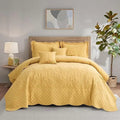 Axyaa Botanical Leaf Pattern Stitched Queen Bedspread Set - Elegant & Fresh Style