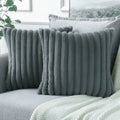 Axyaa White Green Rabbit Hair Cushion Cover Set - Modern Luxury Sofa Pillows