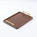 Axyaa Bamboo Tea Set Tray with Metal Handle