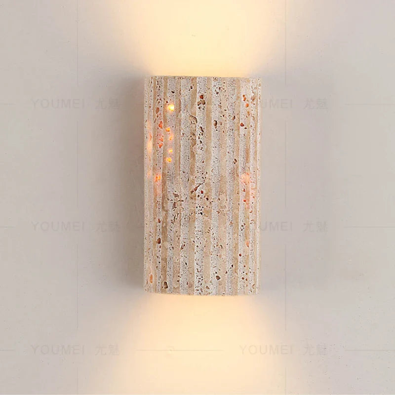 Axyaa Yellow Travertine LED Wall Light Room Decoration Wall Lamp Living Dining Room