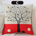 Axyaa Black Red Tree Cotton Linen Throw Pillow Cover Decor Home Sofa Bed Decorative