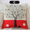 Axyaa Black Red Tree Cotton Linen Throw Pillow Cover Decor Home Sofa Bed Decorative