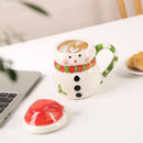 Axyaa Santa Claus Ceramic Mug with Lid, Christmas Gift for Office, Home - Couple Water Cup