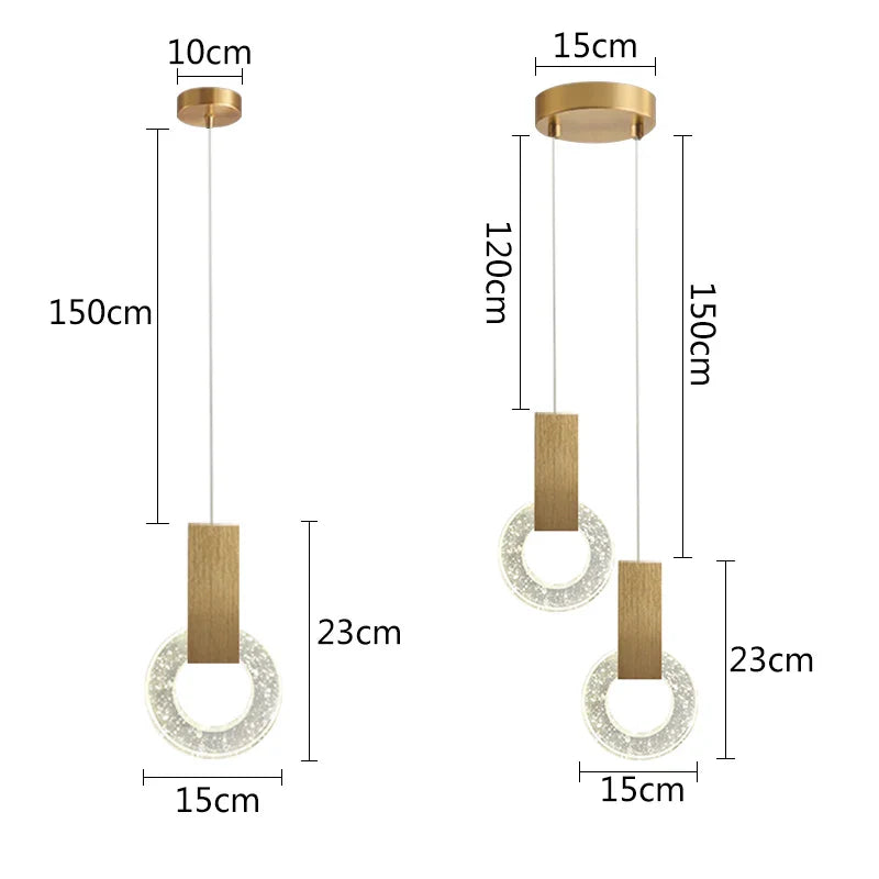 Axya Gold Crystal Pendant Lights for Bedroom Living Room Office Bar Home