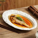 Axyaa Oval Ceramic Texture Plate Set for Restaurant and Home Use