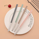 Axyaa 8Pcs Matte Cutlery Set Korean Chopsticks Dinner Spoons Dessert Spoon Flatware