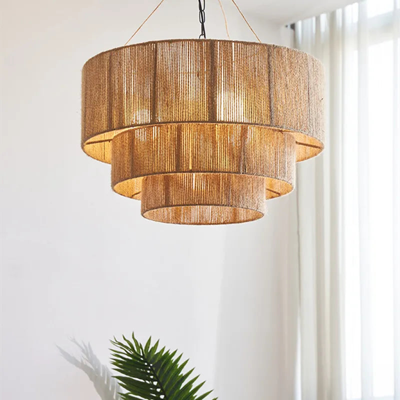 Axyaa Mori Sconce: Japanese Wall Lamp with Hemp Rope Pendant Lights