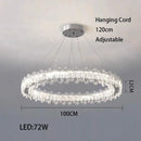 Axyaa Crystal Ring Chandelier: Dimmable LED Ceiling Light for Living Room Decor