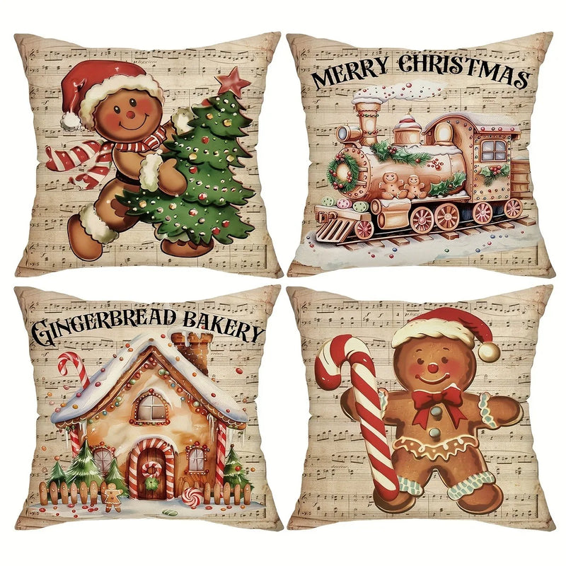 Axyaa Christmas Train Cabin Pillowcase: Festive Home Decor & Gift