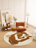 Axyaa Plush Retro Living Room Round Carpet: Soft Fluffy Rug for Bedroom & Cloakroom