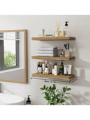 Axyaa Rustic Wood Floating Wall Shelf for Stylish Home Decor and Storage