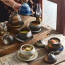 Axyaa Ceramic Egg Shape Bowl with Lid for Soup and Desserts