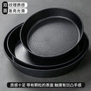 Axyaa Black Melamine Dinner Plates Set - Durable Round Dishwasher Safe BBQ Dishes