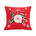 Axyaa Red Canvas Christmas Pillow Cover with Elk & Snowflake Embroidery