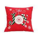 Axyaa Red Canvas Christmas Pillow Cover with Elk & Snowflake Embroidery