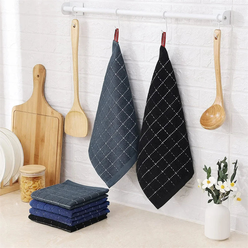 Axyaa Cotton Kitchen Towels Set of 4, Ultra Soft Absorbent Dishcloths