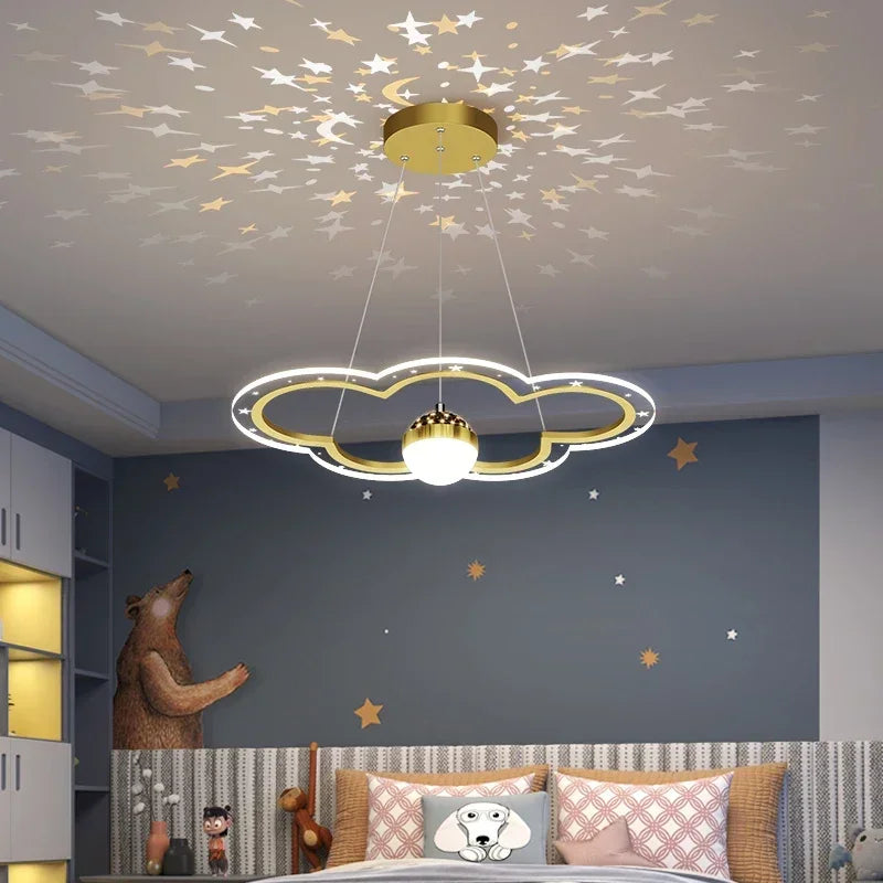 Axyaa Starry Cloud Flower Chandelier for Kids' Bedroom Décor
