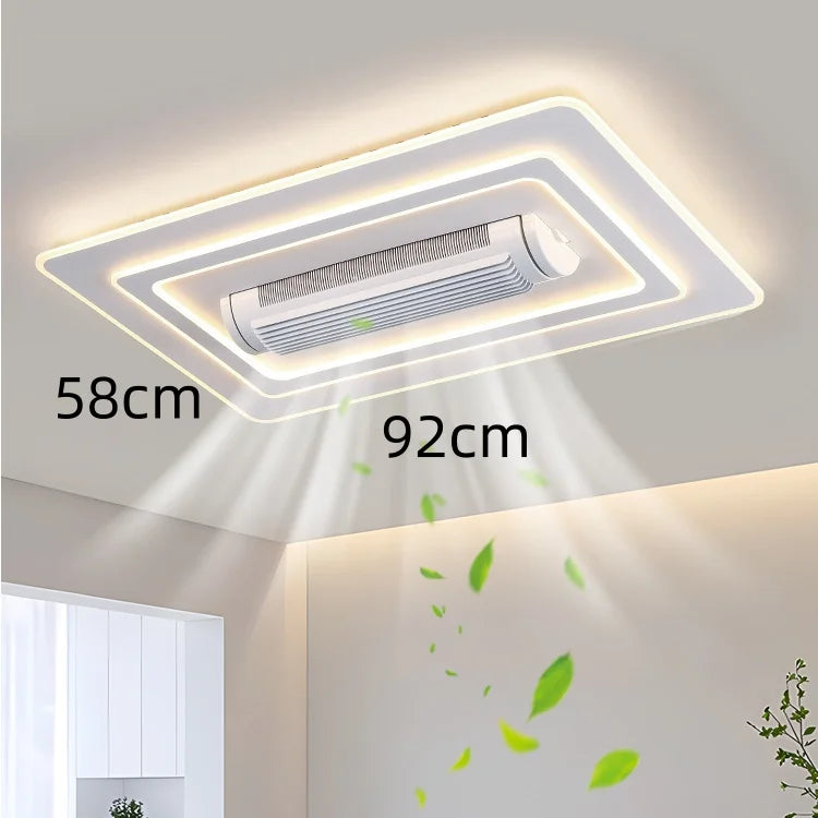 Axyaa Round Square LED Ceiling Fan Chandelier for Living Room Bedroom