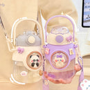 Axyaa Kawaii Cat Panda Water Bottle Kids Girls BPA-Free Portable Drinking Bottle