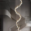 Axyaa Crystal Chandelier Stair Pendant Lamp Living Room Interior Lighting