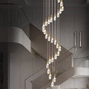 Axyaa Crystal Chandelier: Modern Stair Pendant Lighting for Living Room and Interior