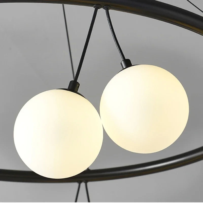 Axyaa White Glass Ball Chandelier Pendant for Kid's Room or Dining Area