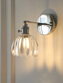 Axyaa Iron Art Glass Flower Wall Sconce with Adjustable Arm and Switch