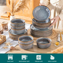 Axyaa Grey-Blue Stoneware Plates Set Dinnerware - 12/16/18/24 Piece, 4/6 pcs Plate/Dessert/Bowl
