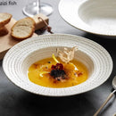 Axyaa Ceramic Bead Dot Straw Hat Soup Salad Pasta Dessert Plate