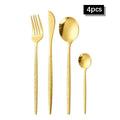 Axyaa Gold Hammered Cutlery Set - Stainless Steel, Dishwasher Safe