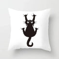 Axyaa Decorative Pillow Cover 45x45cm Polyester Square Black Cat Skull Design