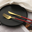 Axyaa 16-Piece Red Gold Matte Stainless Steel Cutlery Set