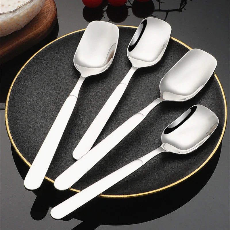 Axyaa Stainless Steel Square-headed Soup Ladle and Dining Spoon