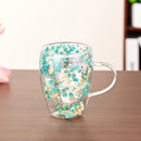 Axyaa Double Wall Glass Cup with Dried Flower Handle