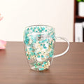 Axyaa Double Wall Glass Cup with Handle, 300ml, Ins Style, Heat Resistant