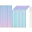 Axyaa Stainless Steel Straw Set - Straight & Curved Drinking Straws for Bar Parties
