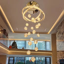 Axyaa Crystal Chandelier Stair Pendant Lamp Living Room Pendant Lights