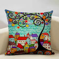 Axyaa Scenic Illustration Cushion Cover 45x45cm for Home Art Decoration