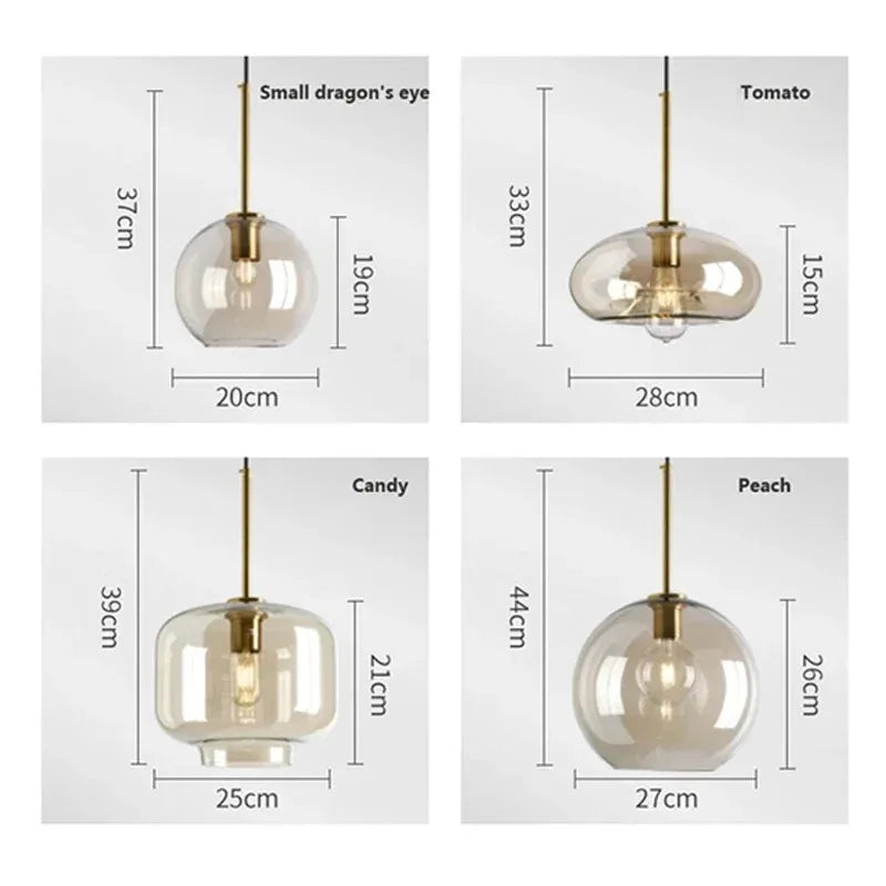 Axyaa Loft Glass Pendant Light for Kitchen Restaurant - Modern Nordic Industrial Decor
