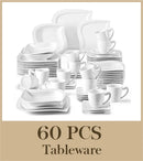 Axyaa 30/60-Piece White Porcelain Dinner Set Tableware for 6/12