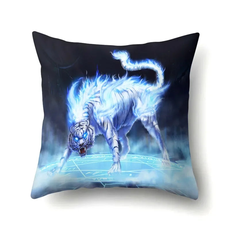 Lion Pattern Polyester Cushion Cover by Axyaa - Home decoration Pillow Cover
