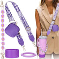 Axyaa 4Pcs Colorful Tumbler Accessories Set with Adjustable Strap & Handle Boot