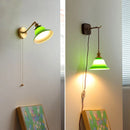 Axyaa Vintage Industrial Green Glass Wall Light with Switch
