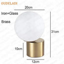 Axyaa Nordic Glass Ball Table Lamp for Bedroom Brass Living Room Study Home Decor Lighting