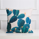Axyaa Green Cactus Linen Pillow Cover 45x45cm for Home Decor sofa, Bedside, Office