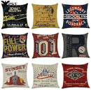 Axyaa Vintage American Linen Pillow Covers, Red Double Bed Cushions 40x40 45x45