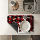 Axyaa Christmas Watercolor Draining Mat for Kitchen and Bathroom
