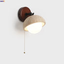 Axyaa Mid Century LED Wall Lights, Yellow Travertine Finish, Pull Chain Switch