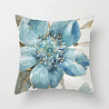Luxurious Blue Bird Floral Pillowcase by Axyaa - 45x45cm Square Decor for Home & Office